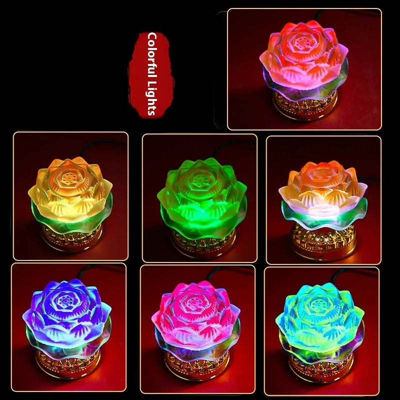 Chinese style yellow lotus table lamp with single cup design on a wooden surface.