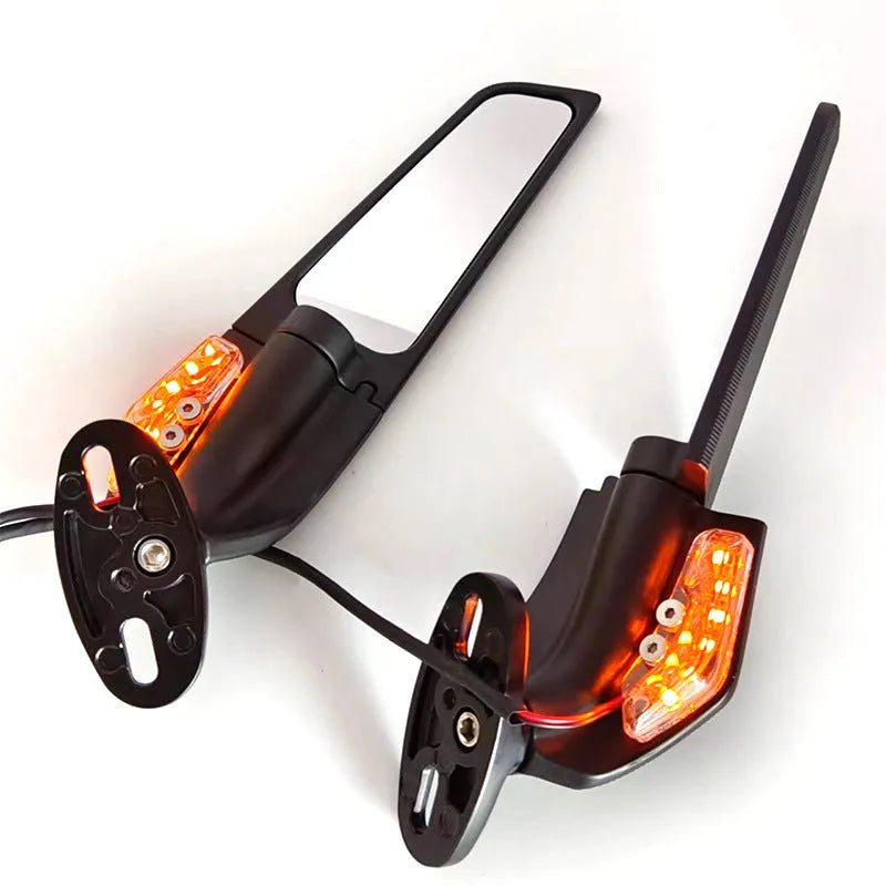 Motorcycle rearview mirror reflector with integrated yellow light and convex white glass lens