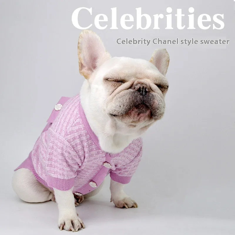 Classic style wool clothing for Schnauzer dog in autumn winter design showing three size options