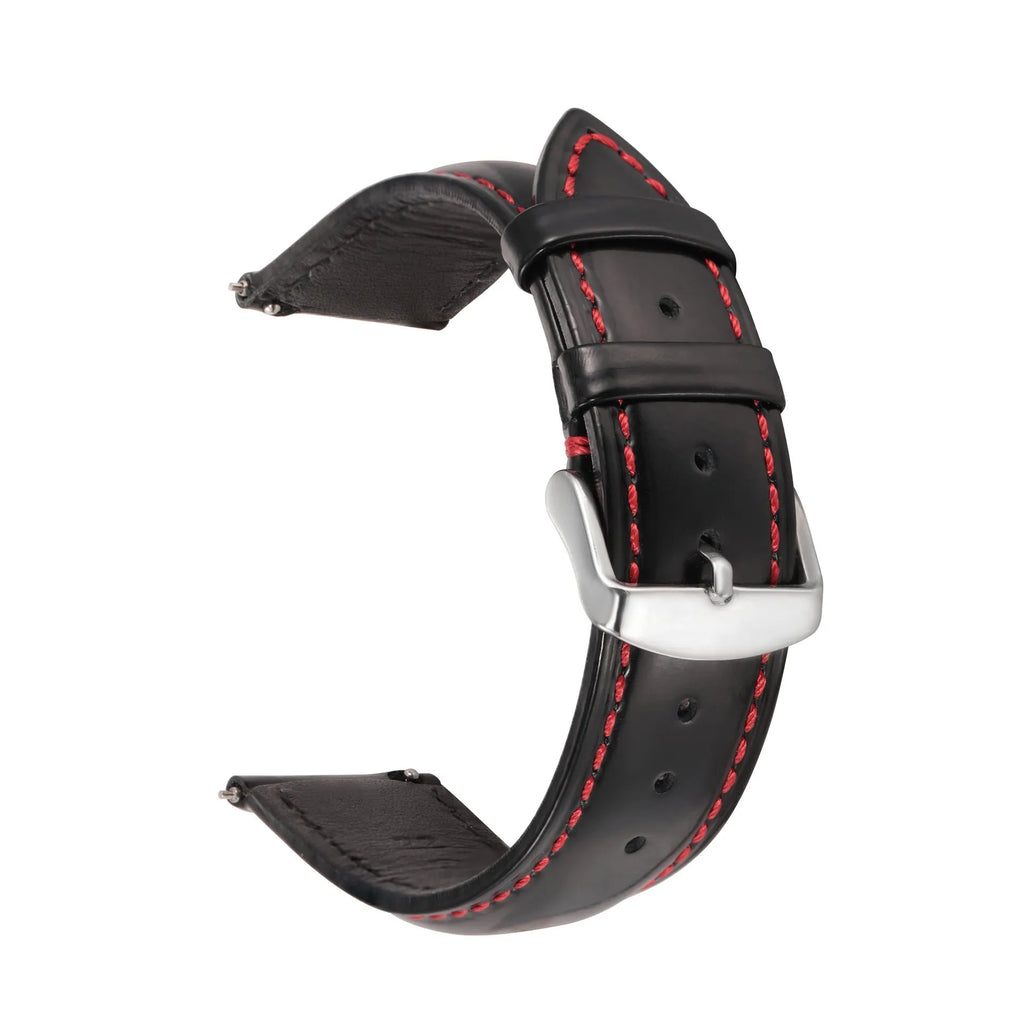 Quick release leather watch strap bright cowhide band in multiple colours and widths from 18mm to 22mm