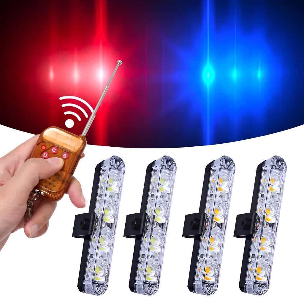 Black car mounted LED wireless remote emergency warning light for vehicle safety