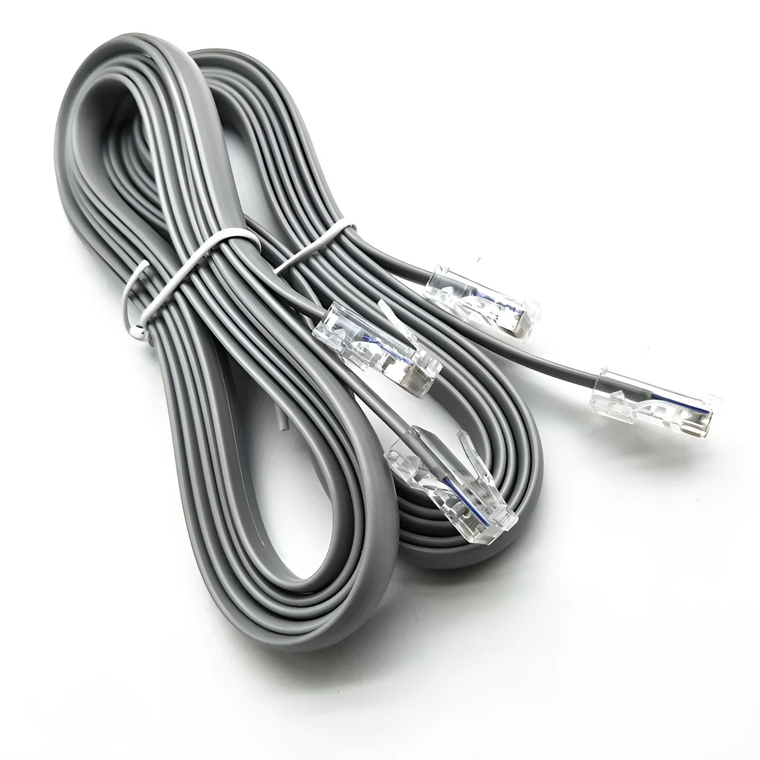 Silver grey CAT6 Ethernet cable with RJ45 connectors, 2 metre length