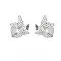 925 silver butterfly ear studs with electroplated finish in white gold or gold colour options