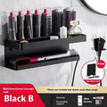 White double-layer aluminium bathroom storage rack for hair curlers mounted on a wall.