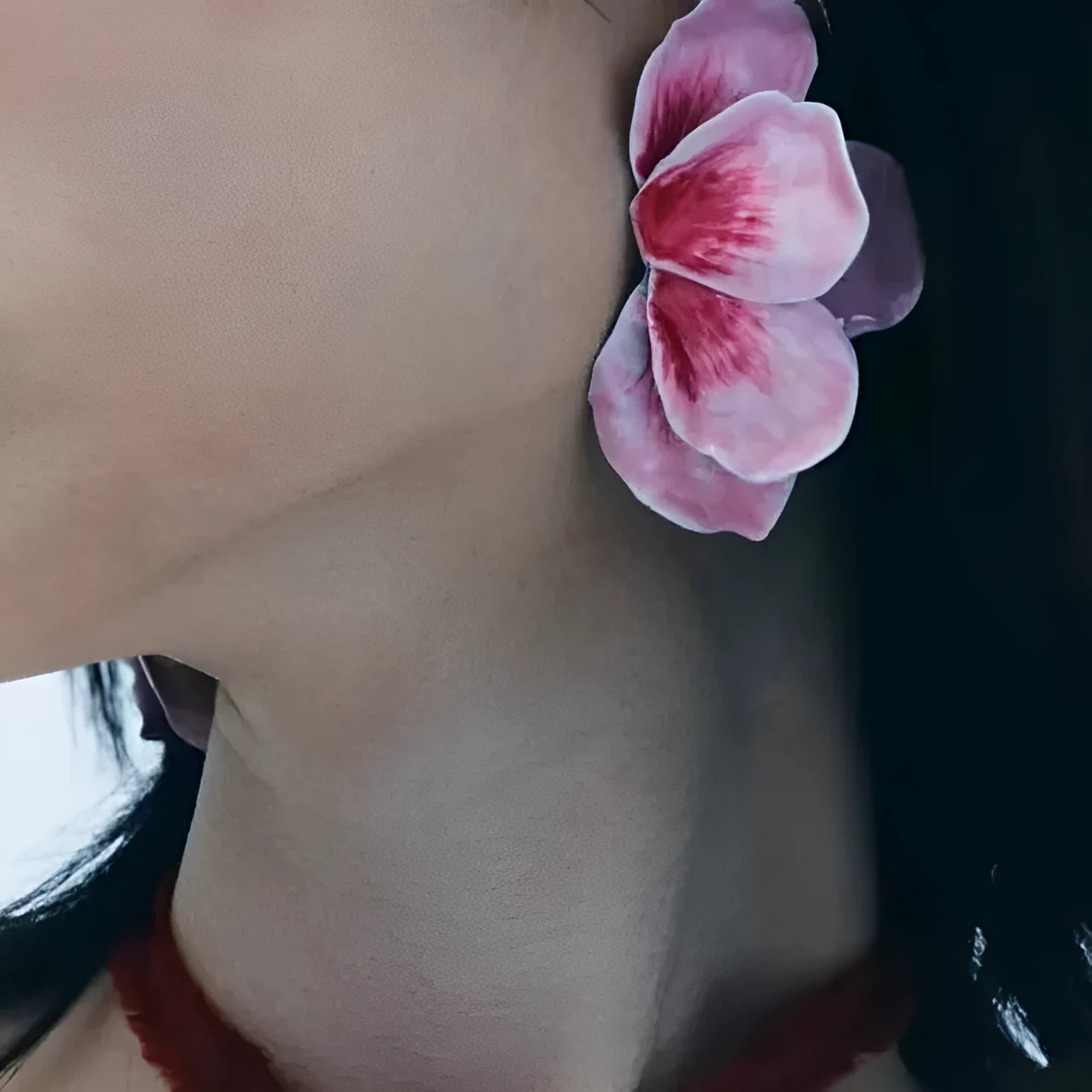 Pastoral style alloy flower stud earrings with electroplated oil-spot glaze finish in four colour options