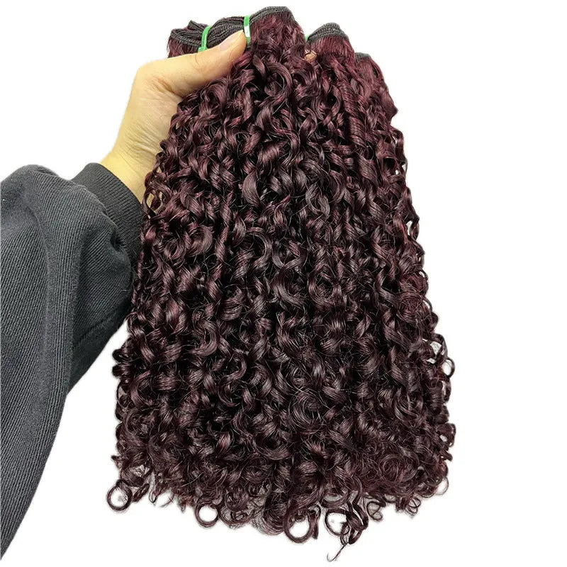 Front lace human hair wig in pissy 06 colour showing lengths from 10 to 24 inches.