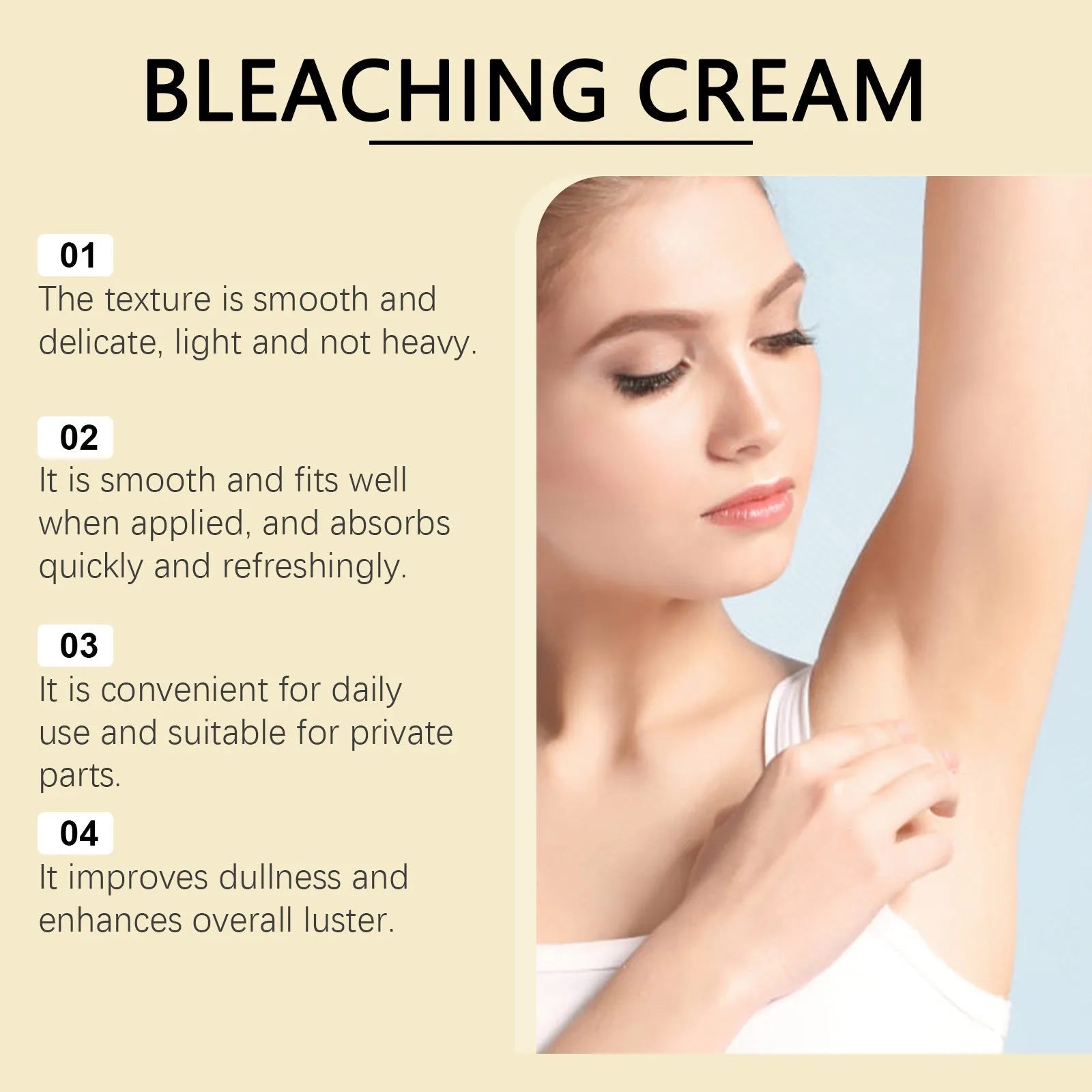 50g container of skin lightening cream with vitamin C and titanium dioxide for pigmentation concerns