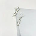 Women's fishbone pendant necklace and matching earrings set with adjustable O-chain