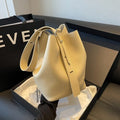 Retro niche bucket bag women PU square vertical 33x29x20cm double strap black colour