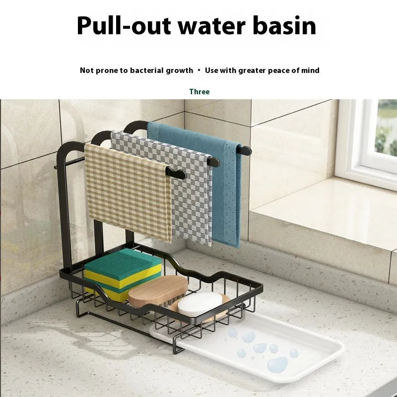 Foldable plastic kitchen storage rack for drying cloths, shown in new Chinese style