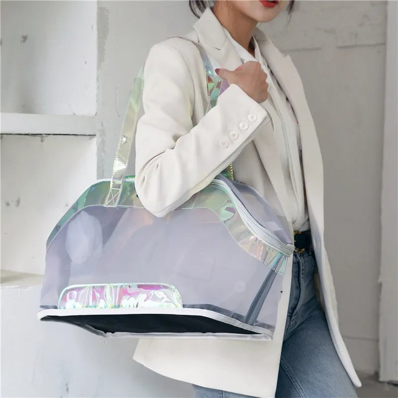 Medium-hardness leather cat outing bag with 25L capacity in solid colour options