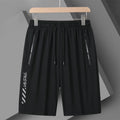 Men's black quick-drying nylon sports shorts with loose fit and medium elastic waistband
