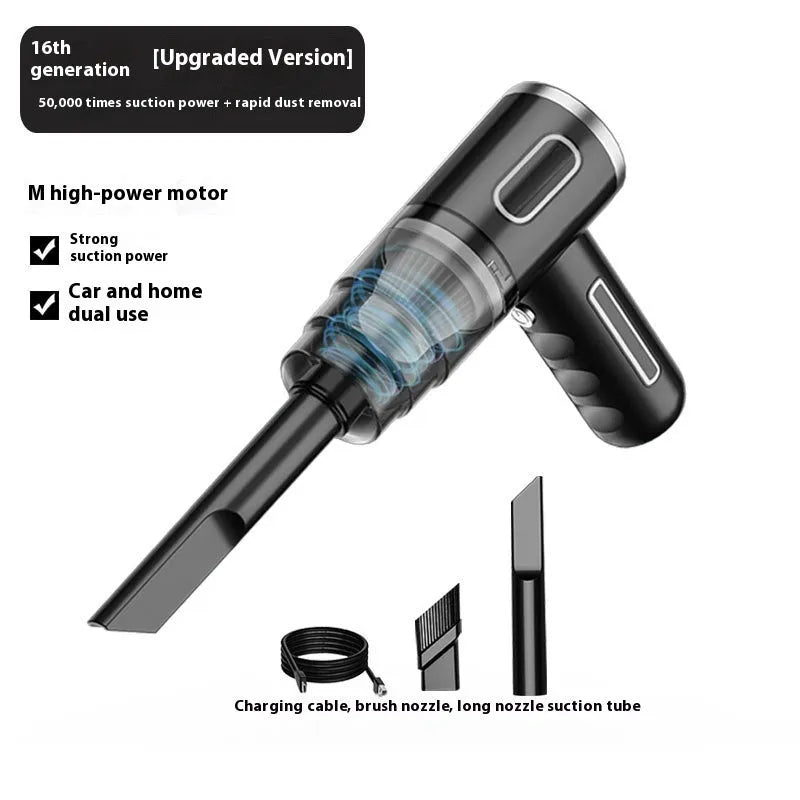 Portable USB dust collector in black with double filter element for car vehicle-mounted home use