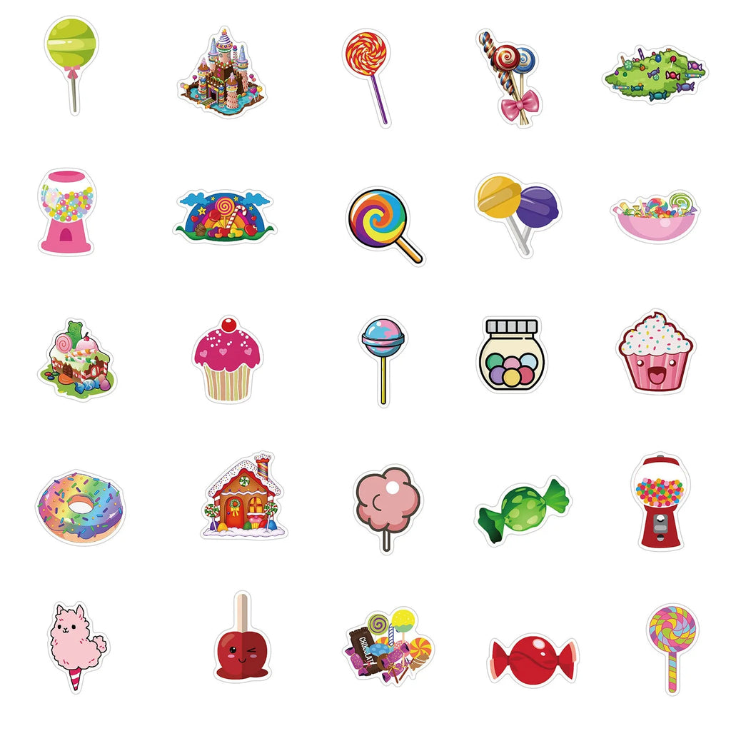 Candy series graffiti cartoon stickers 50-pack pink 4-6cm adhesive