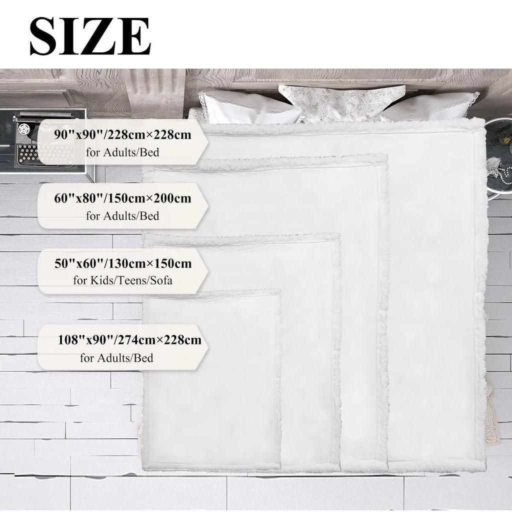 Dinosaur themed lamb wool blanket in white on a sofa, measuring 130x150cm or 150x200cm