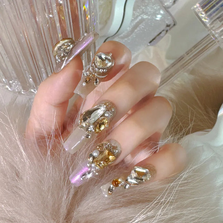 Flash style false nail patches on card packaging with S number sizing and application tools