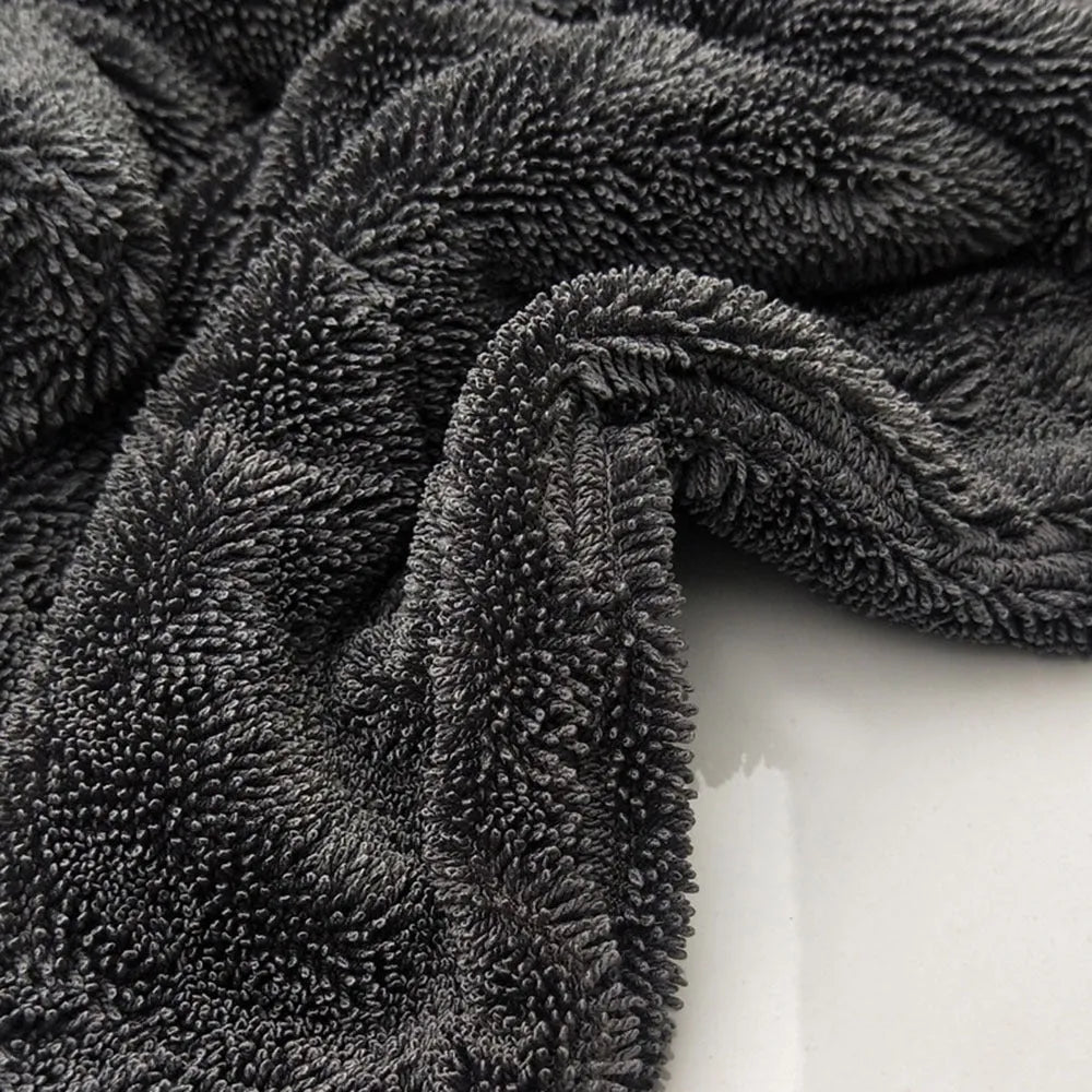 Grey 40x40cm microfiber car wash towel for vehicle drying and cleaning