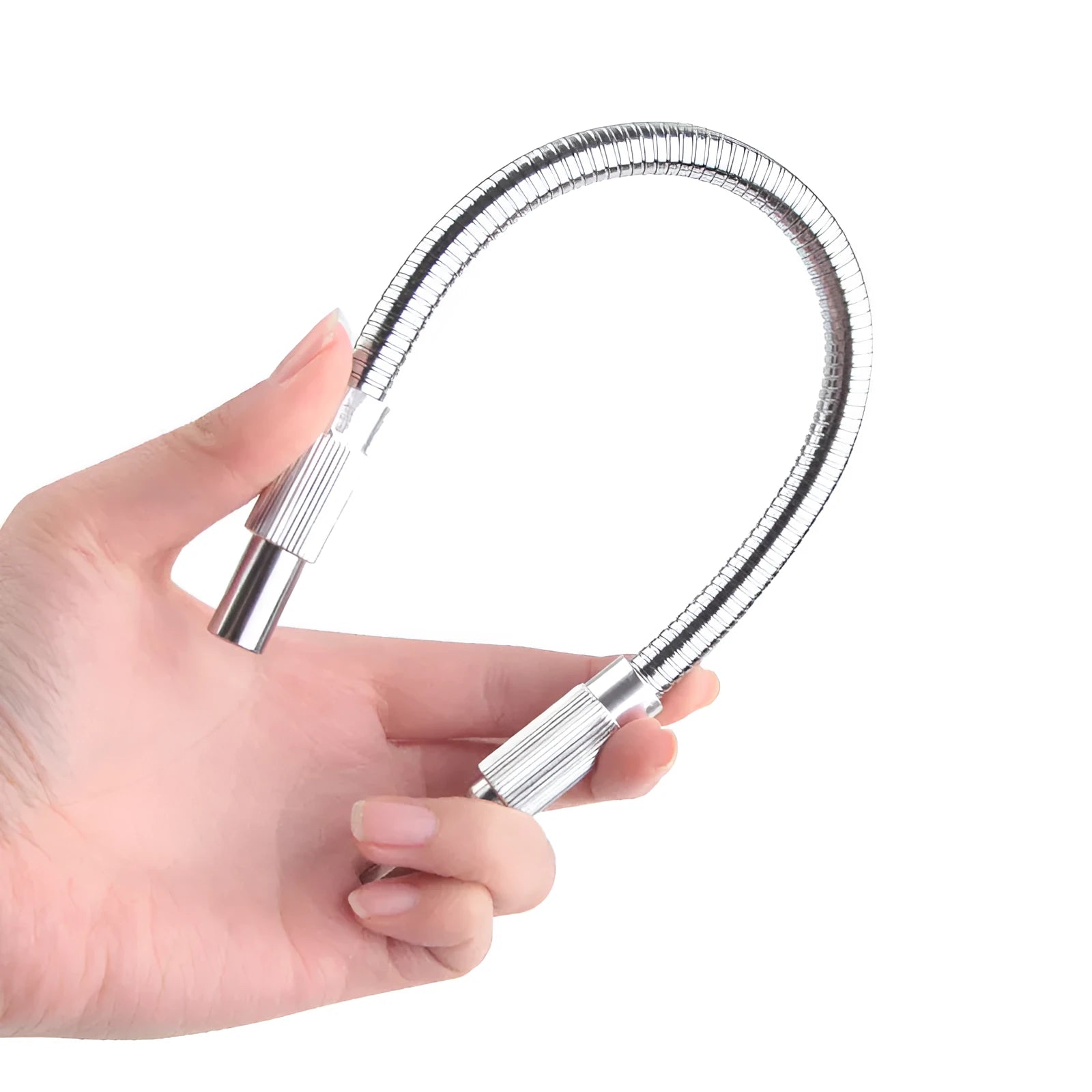 Silver metal flexible shaft with 6.35mm shank for cordless drill grinding and polishing attachments