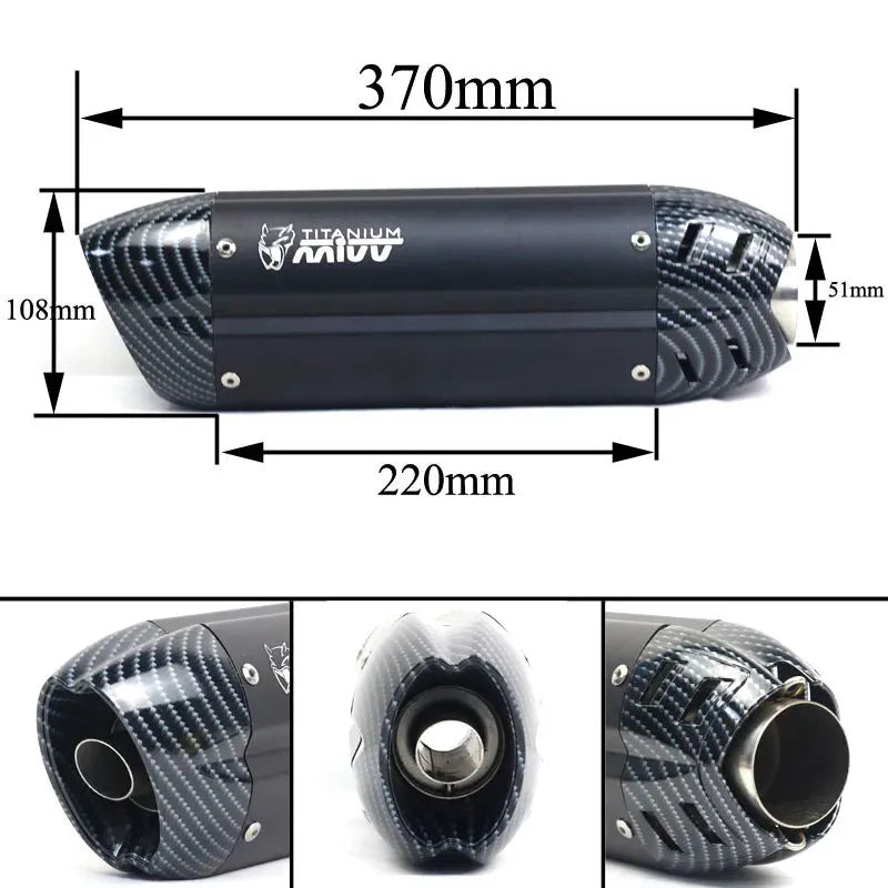 Stainless steel motorcycle exhaust pipe modification with modified hexagon design and 51mm interface