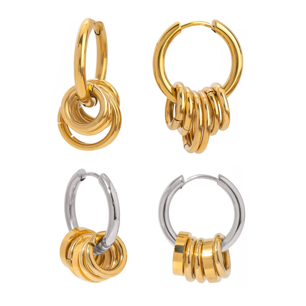 Stainless steel earrings with electroplated silver tone and black tone colour options