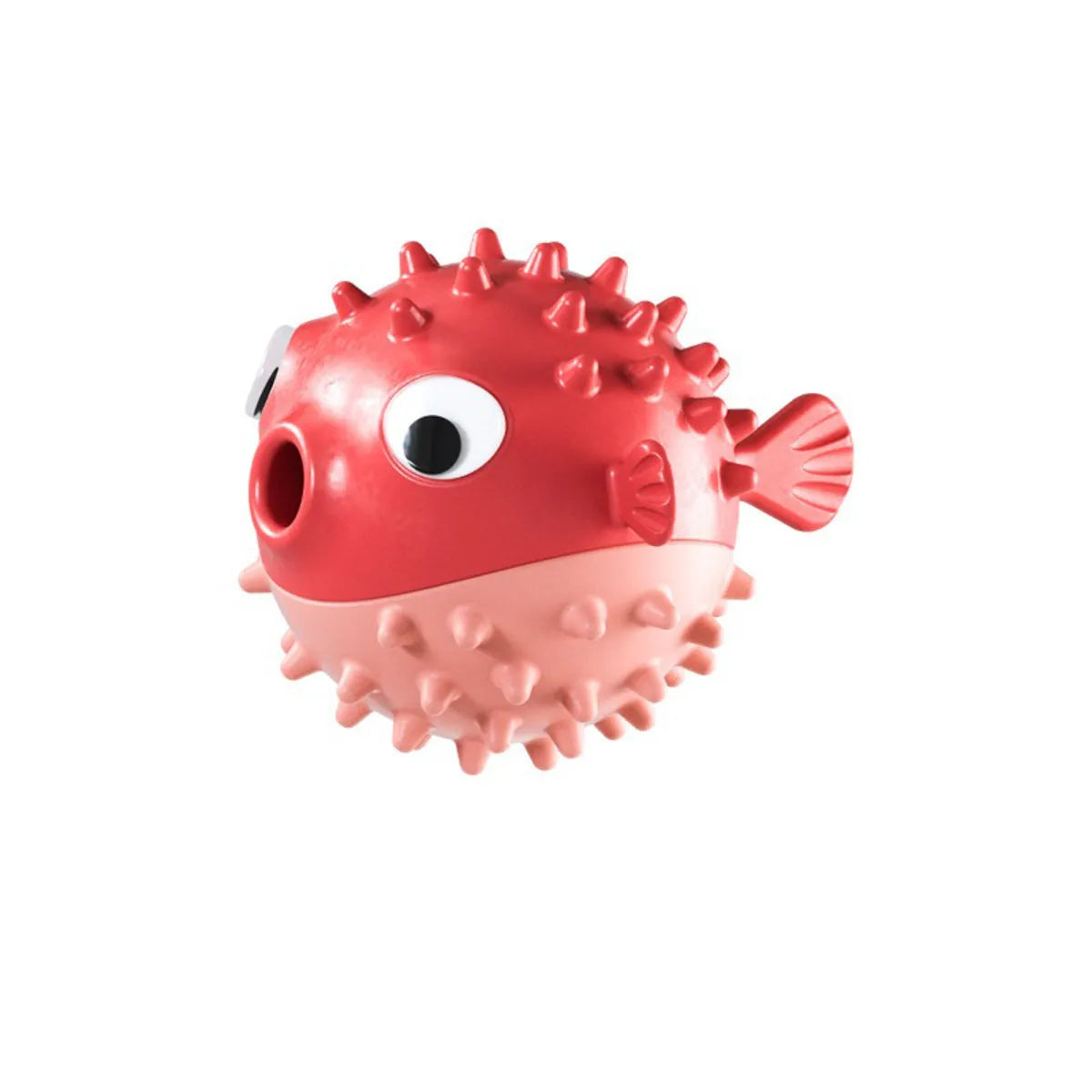 Yellow fish-shaped vinyl dog chew toy for aggressive chewers with textured surface