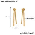 Gold electroplated titanium steel necklace with tassel pendant and matching earrings set