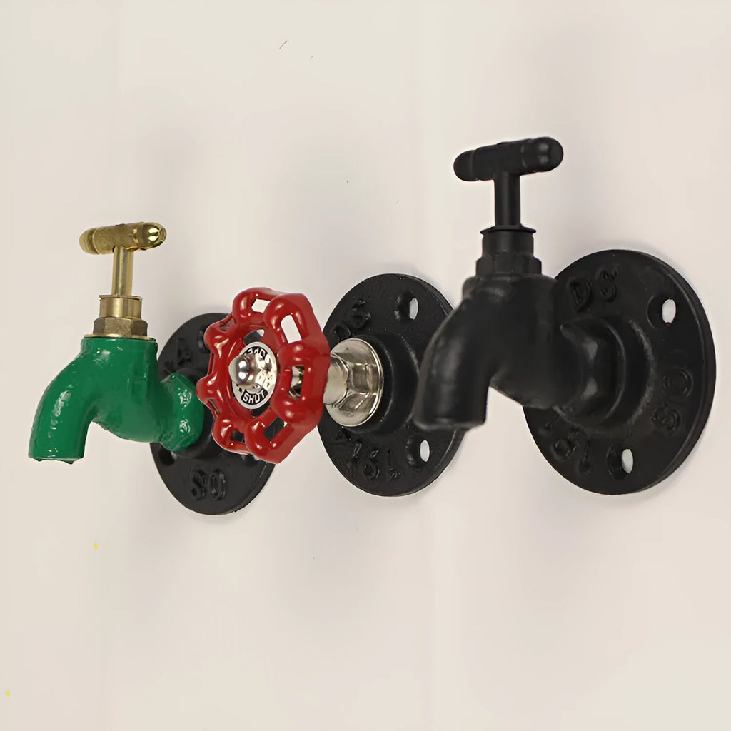 Water pipe style metal wall hanging hook in polished finish for towel organisation