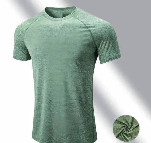 Men's stretch quick-drying casual short sleeve T-shirt in polyester blend fabric