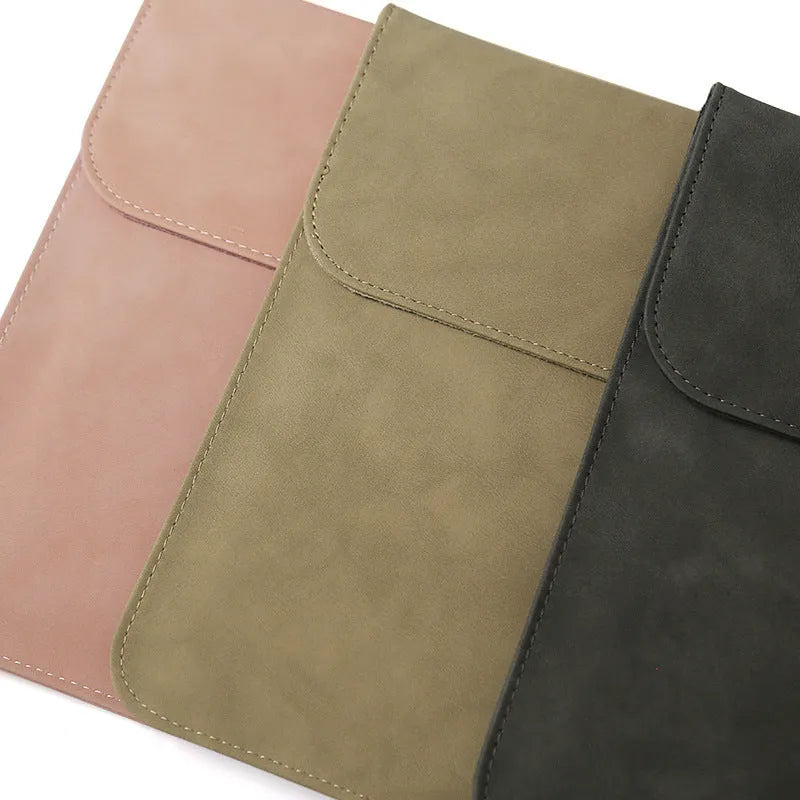 Frosted waterproof PU laptop sleeve in brown colour for 15.6 inch laptops