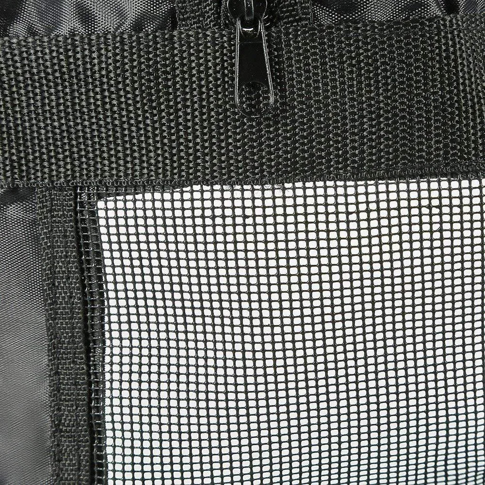 Black cat cleaning and washing bag made from 420D PU Oxford fabric, shown folded and unfolded.
