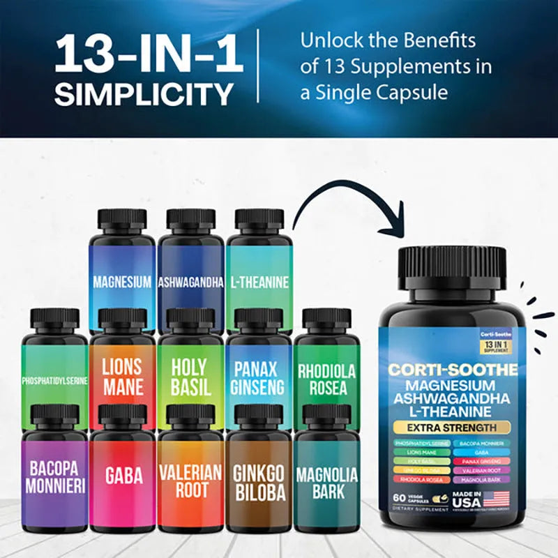Bottle of 60 Drunken Eggplant magnesium supplement capsules from South Africa.