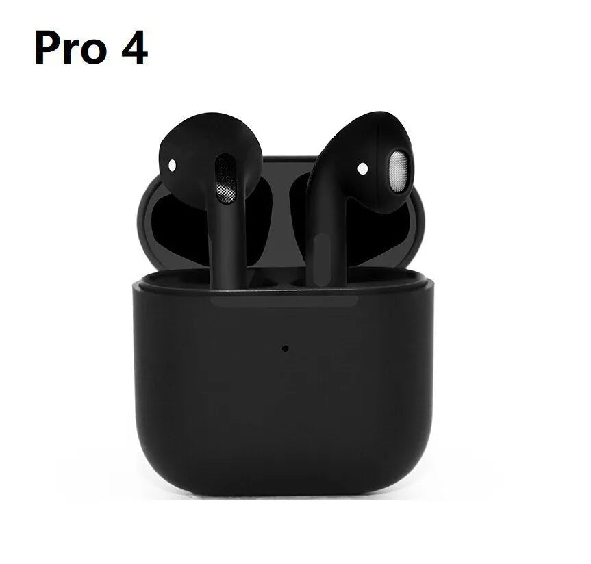 Pro4 White and Pro4 Black sports wireless Bluetooth in-ear headphones on a solid background.