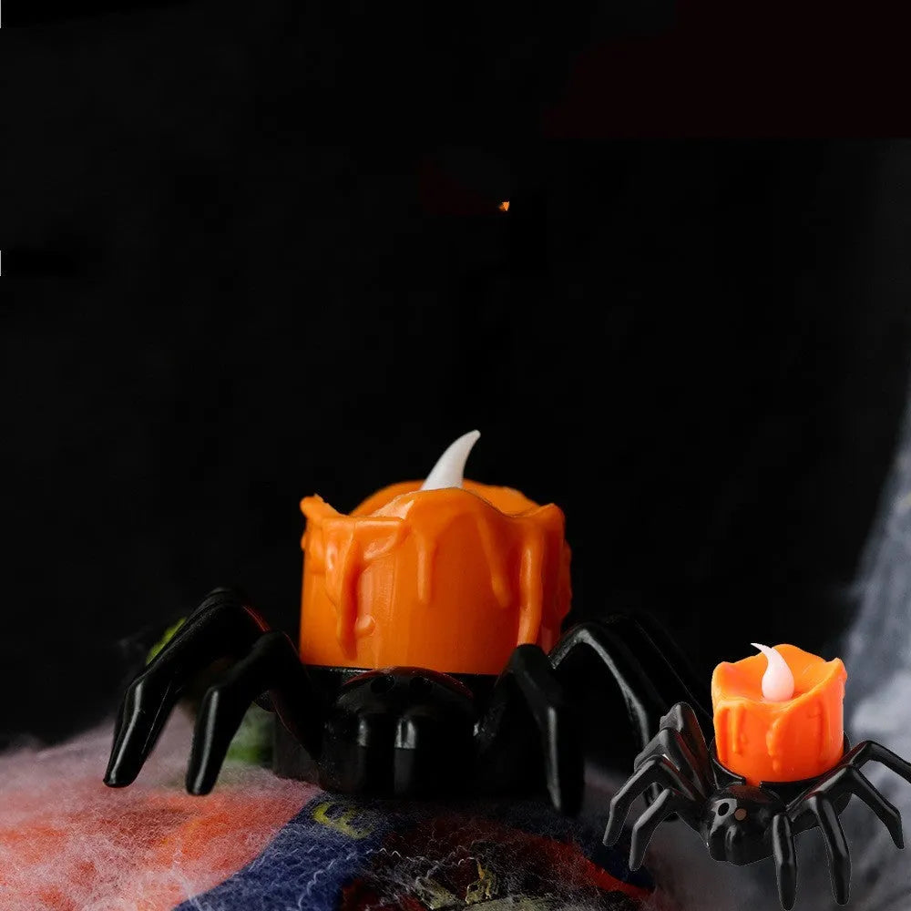 Halloween spider candlestick ornament plastic decorative candle light