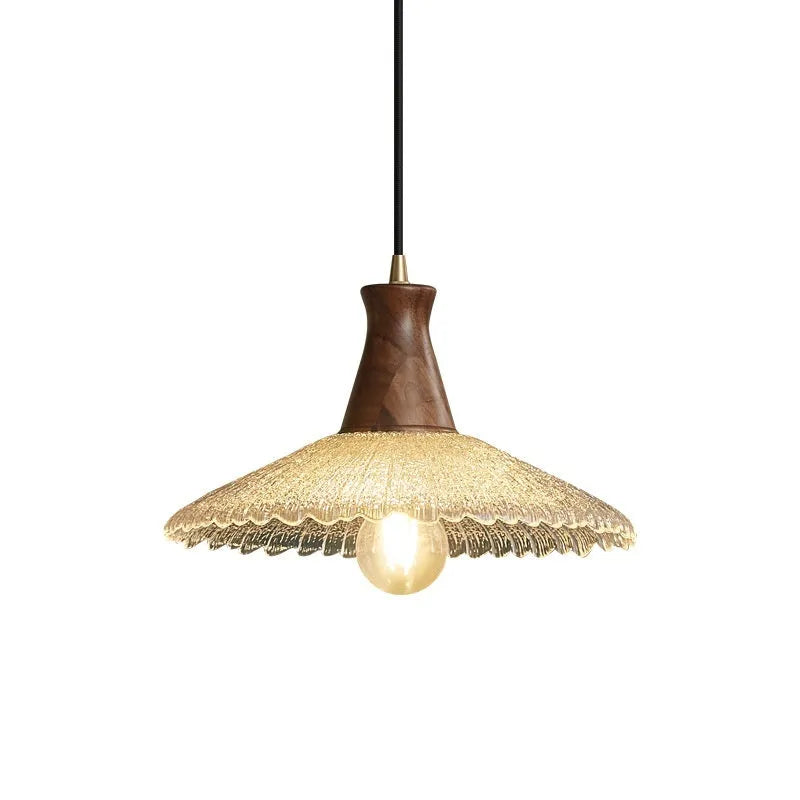 Retro wood and glass brass chandelier ceiling light for cafes