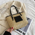 Women's straw woven shoulder bag in European retro style with large capacity and soft straw PU material