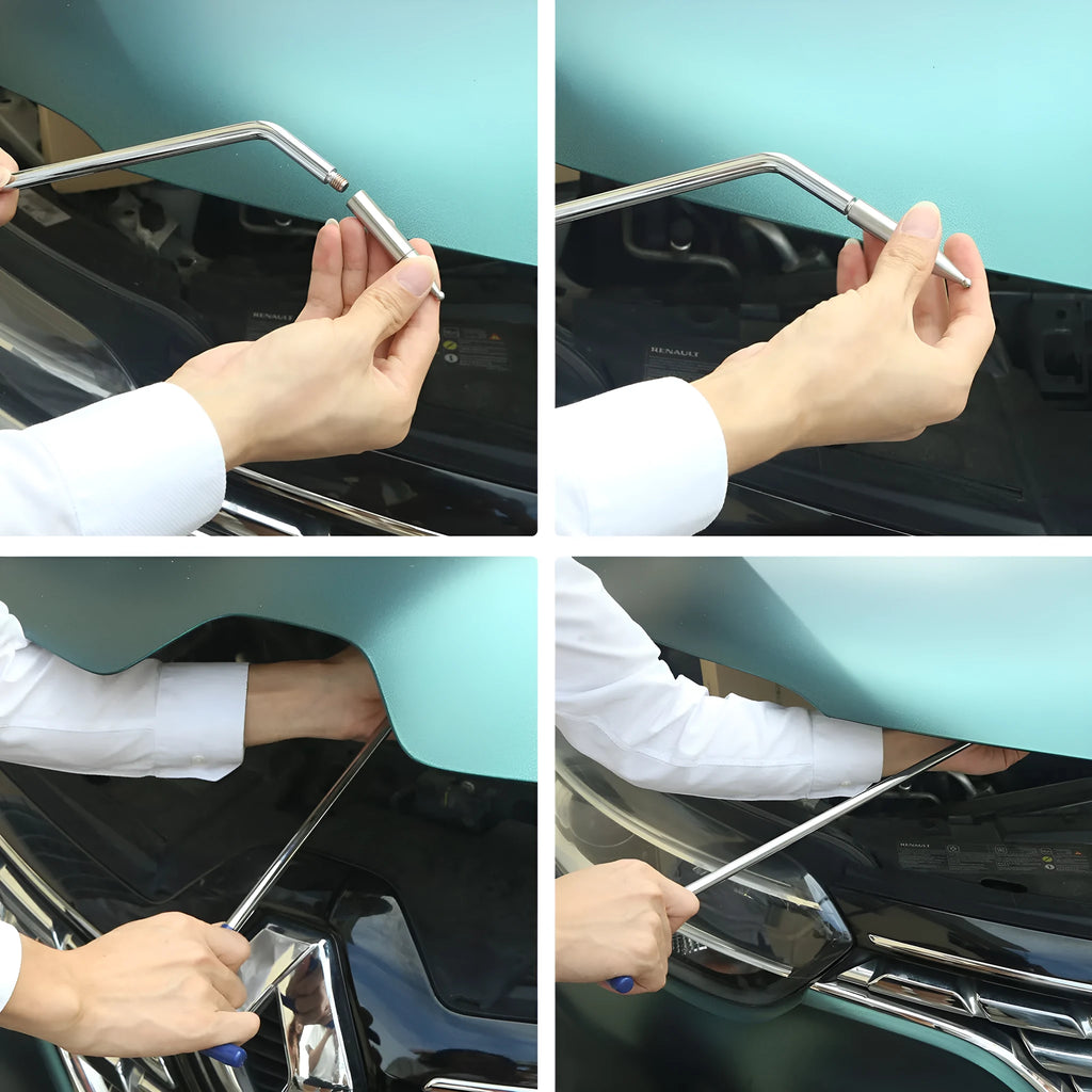 Three-piece car dent repair crowbar set made from alloy steel for automotive bodywork maintenance