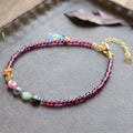 Purple garnet ethnic style geometric anklet for women on ankle