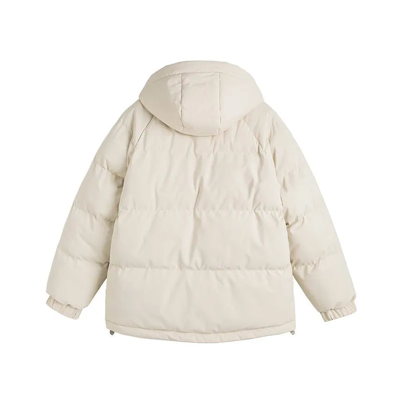Winter fake fur cotton-padded coat in mustard yellow with loose cardigan styling and side pockets