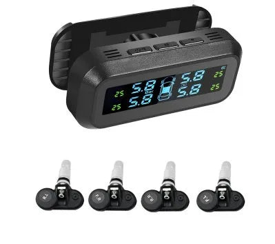 Solar wireless car tyre pressure monitor with colour screen display and four sensors