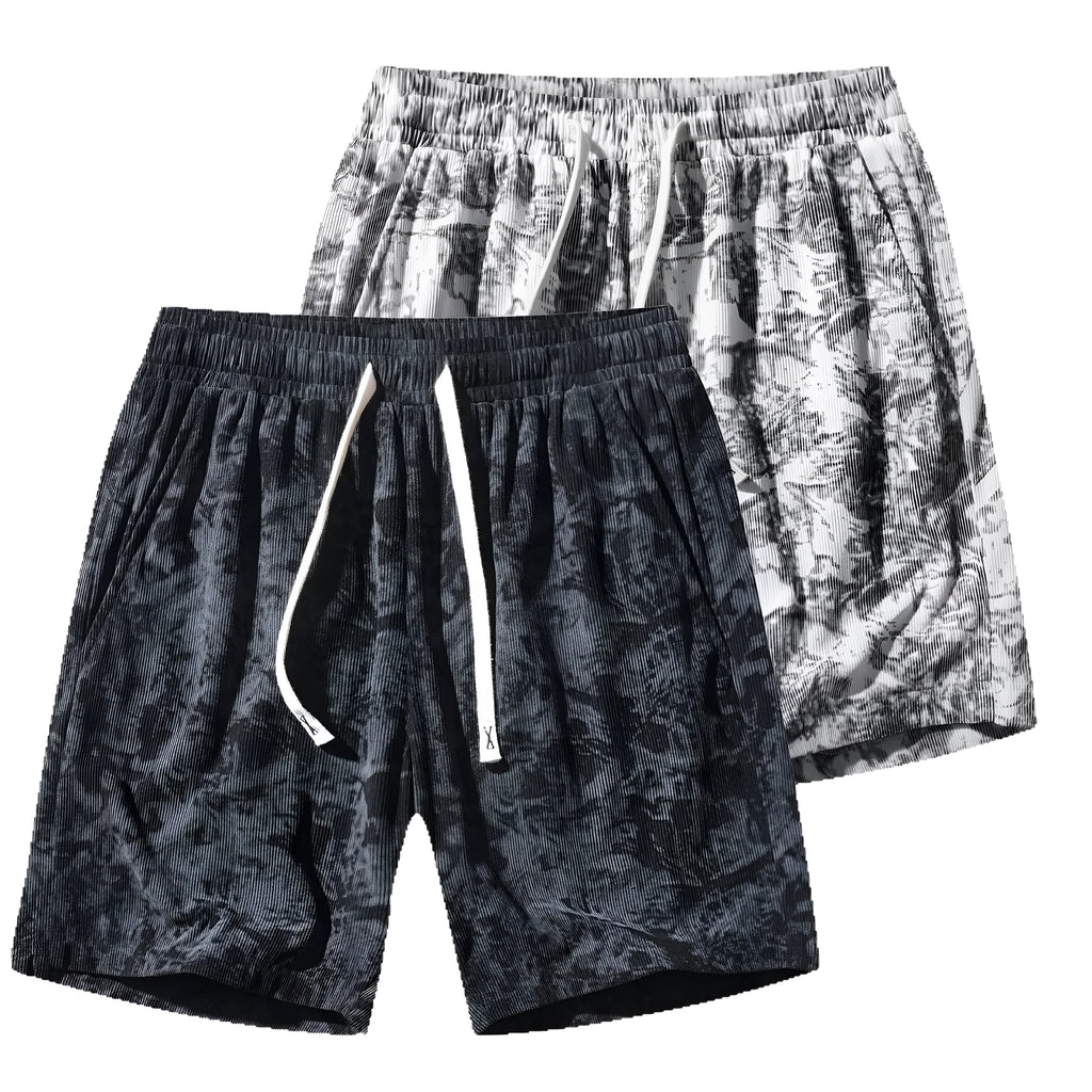 Men's camouflage pattern athletic shorts in corduroy fabric with micro elasticity