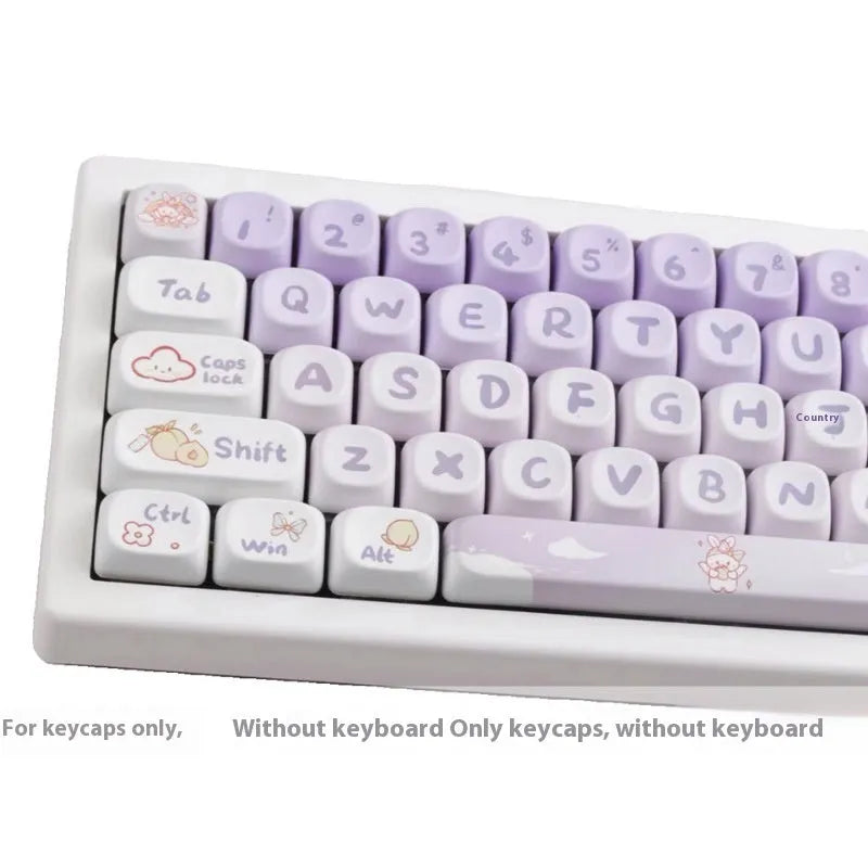PBT gradient purple rabbit key cap set with sublimation printing for mechanical keyboards