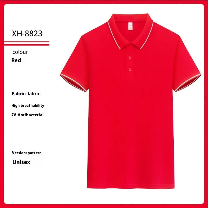 Antibacterial ice-sensitive lapel polo shirt in slim fit, shown in multiple colours.