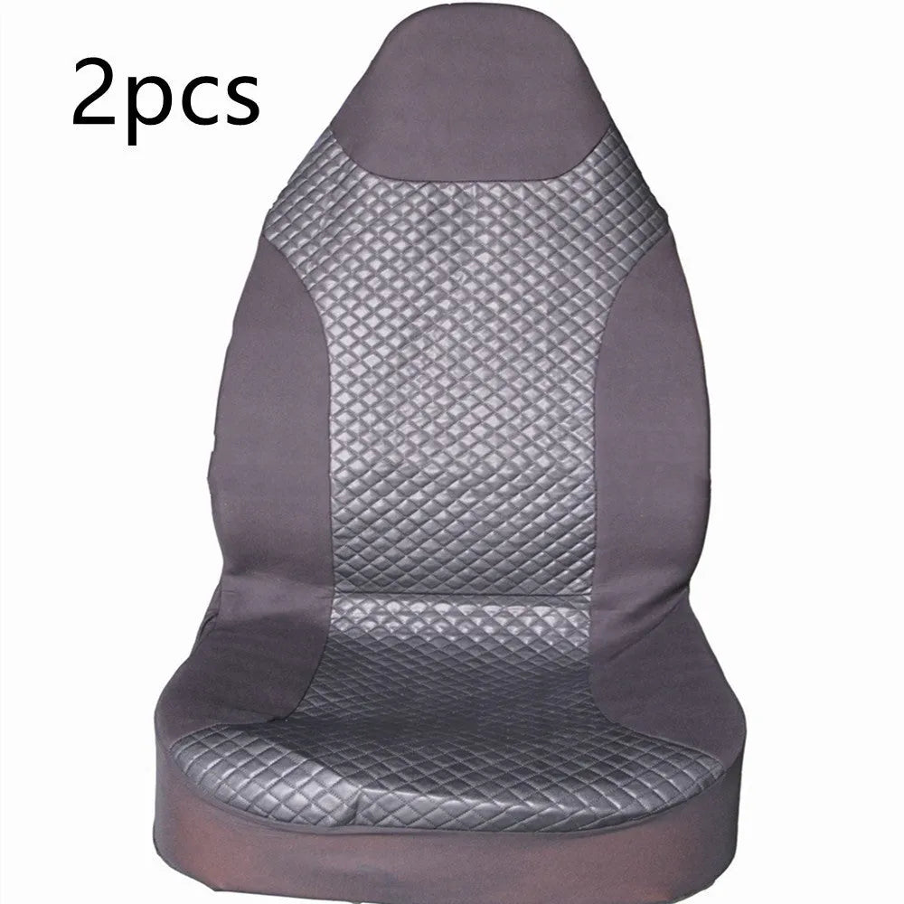 Black quilted automotive seat cover with PU and polyester fabric construction