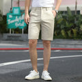 Men's loose elastic waist fifth pants in multiple solid colours with mid-length cut