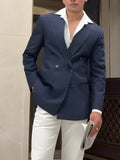Men's striped double breasted blazer jacket with regular fit and polyester fabric