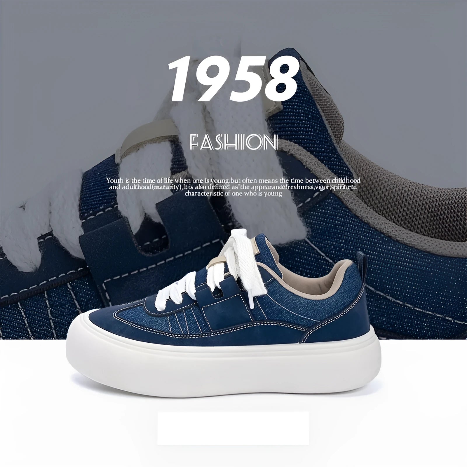Men's black platform casual shoes with thick sole and lace-up front closure