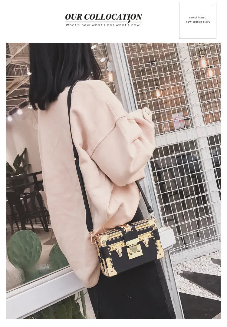 Hard PU leather women's shoulder bag with flap design and crossbody strap in black or green