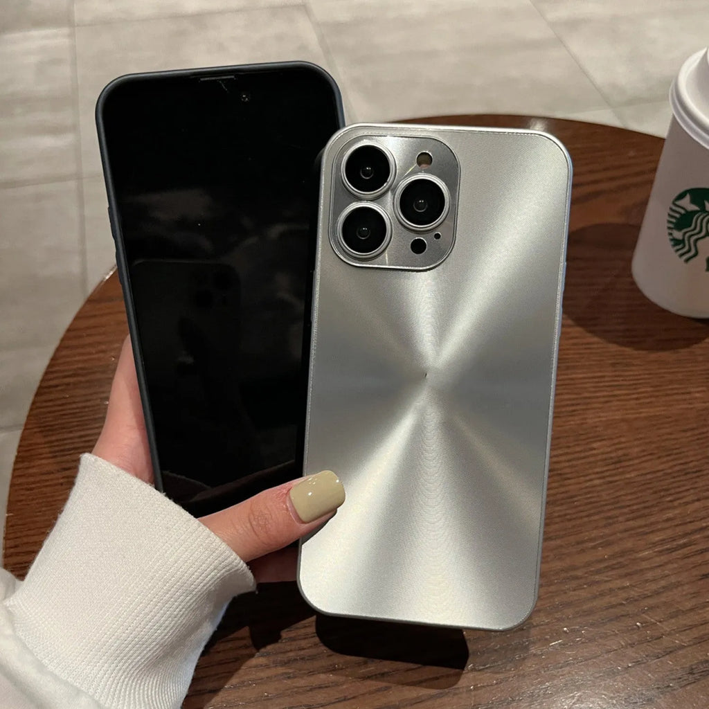 PC frosted all-inclusive phone case with lens protector for Apple iPhone 15 in champagne gold
