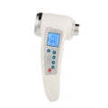 White ultrasonic beauty instrument with two stainless steel heads and ABS handle, 165mm height, 195g weight