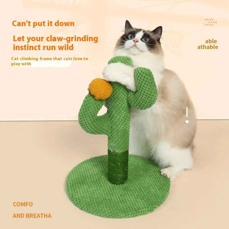 Cactus-shaped cat scratching post climber and a separate coconut tree panel for cats.